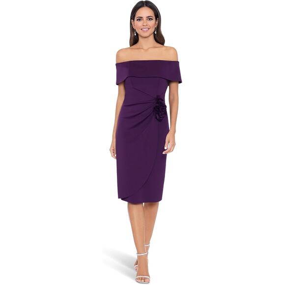 Xscaps Embellished Rosette Cocktail and Party Dress Sleeveless Purple SZ 12 NWT - Picture 1 of 12